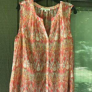 Sleeveless print sheer top